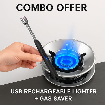 Combo USB Rechargeable 1 Lighter & 2 Gas Saver