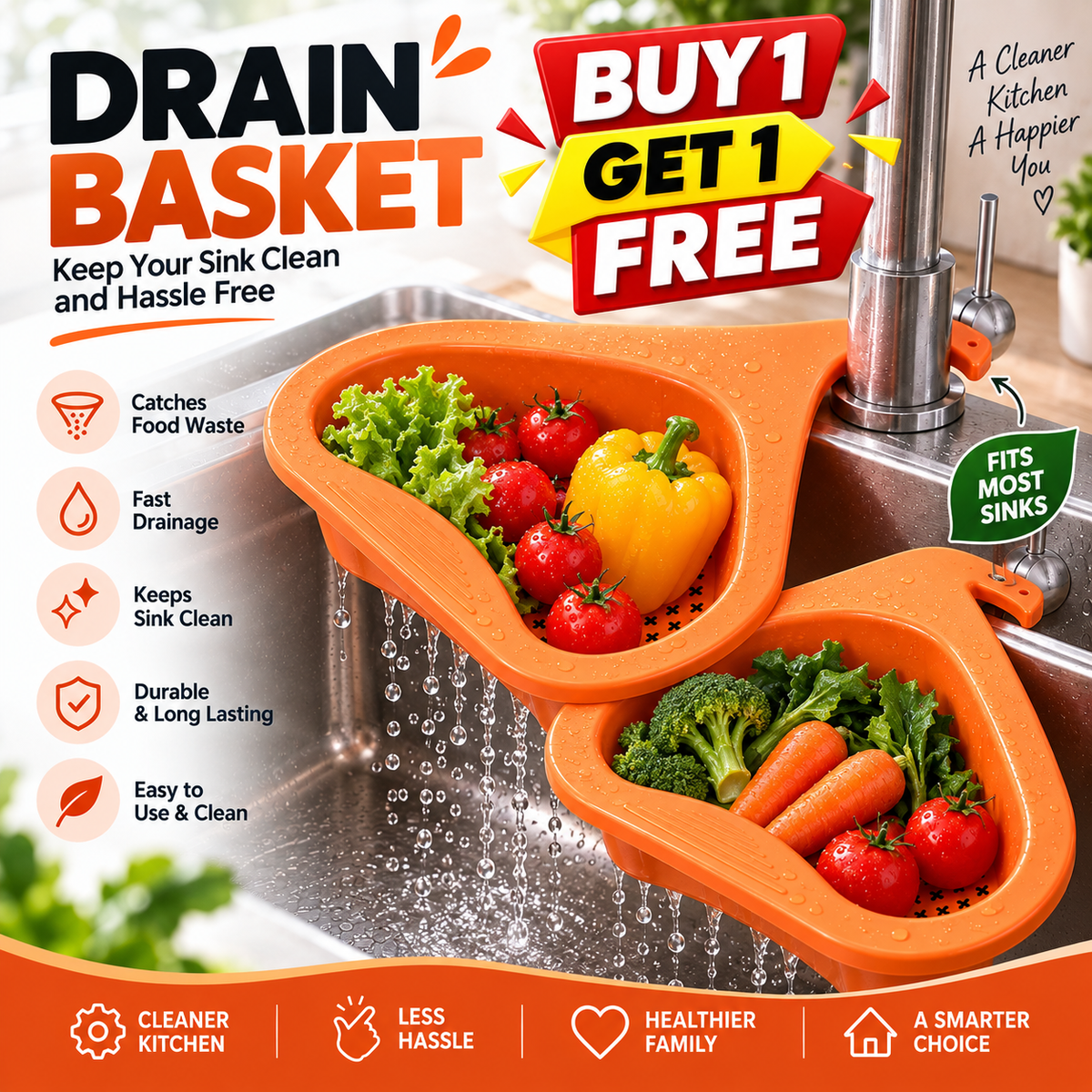 Sink Drain Basket (Buy 1 Get 1 Free)